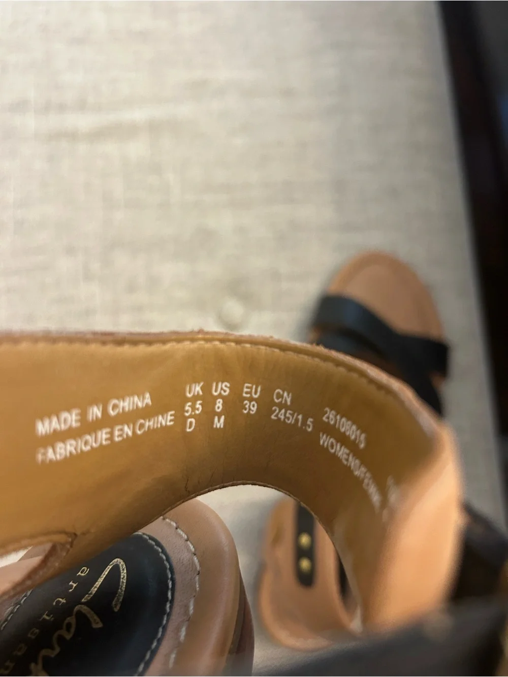 Clarks Black Leather Cross-Strap Ankle Sandals